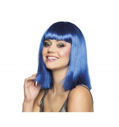 Peruka , niebieskie włosy, long bob