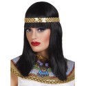 Peruka Kleopatra Czarna ze Złotą Opaską