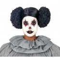 Peruka Damska Krótka Czarna z Kokami Leia Joker Klaun