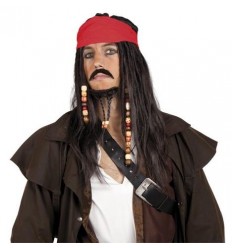 Peruka Męska Brązowa Pirat Jack Sparrow