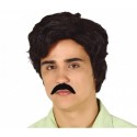 Peruka Męska Czarna z Wąsami Pablo Escobar Alfons