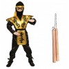 Zestaw Strój Ninja Wojownik Go Czarno Złoty + Zestaw Nunczako 2 el