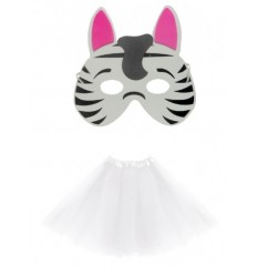 Zestaw Strój Zebra Tutu Biała Maska Pianka 2 el
