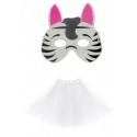 Zestaw Strój Zebra Tutu Biała Maska Pianka 2 el