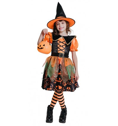 Strój dla dzieci Dyniowa Czarownica Wiedźma Halloween