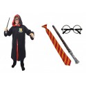 Zestaw Strój Harry Czarodziej Okulary Krawat Różdżka 4 el