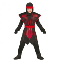 Strój Ninja Czarno Czerwony 7/9 lat 125-135 WYPRZEDAŻ