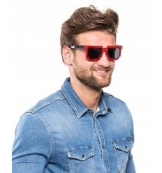 Pikselowe Okulary Imprezowe 8 bit Pixel - Czerwone WYPRZEDAŻ