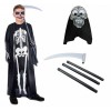 Zestaw Strój Szkielet Kościotrup Maska Kosa Składana 3 el  HALLOWEEN