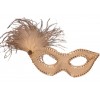 Maska Biała Z Piórkiem Karnawałowa WYPRZEDAŻ