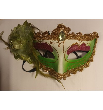 Maska LUX Zielona z Różą WYPRZEDAŻ