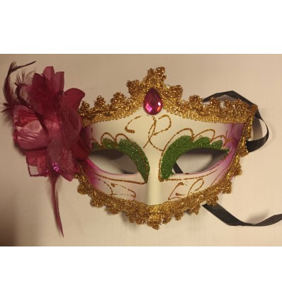 Maska LUX Różowa z Różą WYPRZEDAŻ