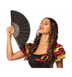 Wachlarz Czarny Granada Hiszpanki Flamenco WYPRZEDAŻ
