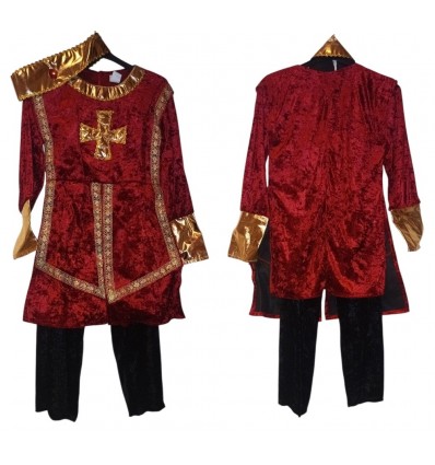 Strój Zestaw Króla Czerwono Złoty rozmiar 134/140 3 el