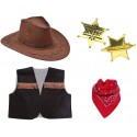 Zestaw Strój Kowboja Kamizelka Kapelusz Bandanka Gwiazda dla dorosłych 4 el