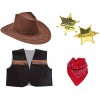Zestaw Strój Kowboja Kamizelka Kapelusz Bandanka Gwiazda dla dorosłych 4 el