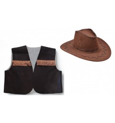 Zestaw Strój Kowboja Kamizelka Szeryfa plus Kapelusz dla dorosłych 2 el