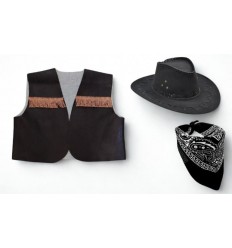 Zestaw Strój Kowboja 3 el Kamizelka L Szeryfa Kapelusz Bandanka dorosłych