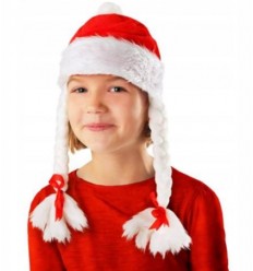 Czapka Mikołajowej Mikołajka z Warkoczami Święta