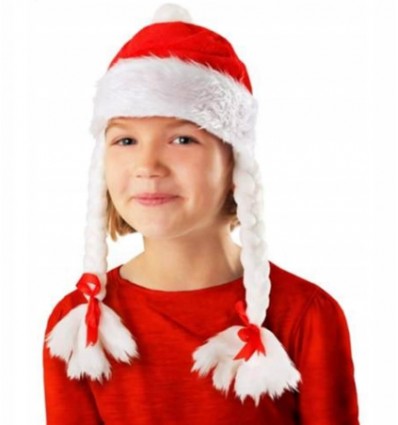Czapka Mikołajowej Mikołajka z Warkoczami Święta