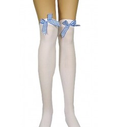 Pończochy Białe z Niebieskimi Kokardami WYPRZEDAŻ