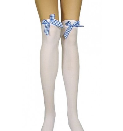Pończochy Białe z Niebieskimi Kokardami WYPRZEDAŻ