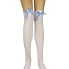 Pończochy Białe z Niebieskimi Kokardami WYPRZEDAŻ
