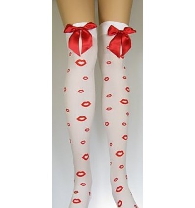 Pończochy Białe w Czerwone Usta WYPRZEDAŻ