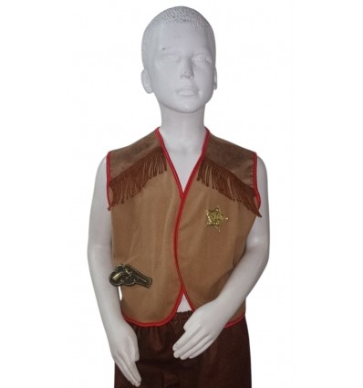 Strój Kamizelka Kowboja roz. 134/140 Brązowa Szeryf WYPRZEDAŻ