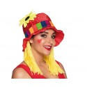 Kapelusz Clara, Kolorowy Klaun z Włosami i Kwiatkiem