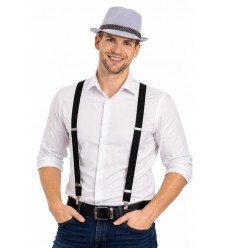 Zestaw Wielki Gatsbye Lata XX Biały Kapelusz plus Szelki 2 el