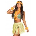 Zestaw Hawajski Żółty Kwiaty Spódnica Opaska Bransoletki Hawaje Aloha 3 el.