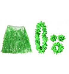 Zestaw Hawajski Zielony 5 el Spódnica Naszyjnik Opaska Bransoletki Hawaje