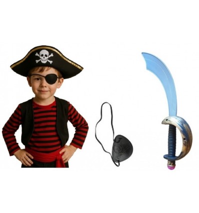 Zestaw Pirata dla dzieci Kapelusz Oko Szabla 3 el Piraci Karaiby Morze