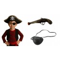 Zestaw Pirata dla dzieci Kapelusz Oko Pistolet 3 el Piraci Karaiby Morze